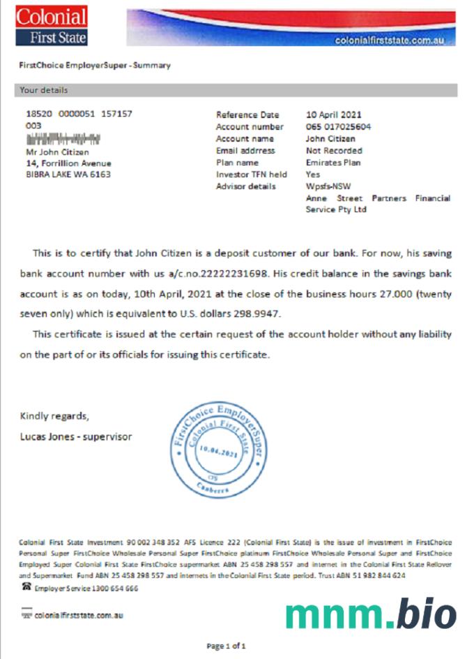 Przykład odniesienia do pierwszego stanu kolonialnego w Australii w formatach Word i PDF